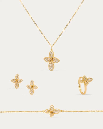 هدية نسائية راقية للنساء من خاتون® طقم وساعة ذهبية