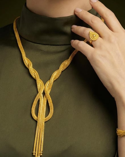 طقم شال من خاتون® طقم مطلي ذهب حقيقي عيار 24