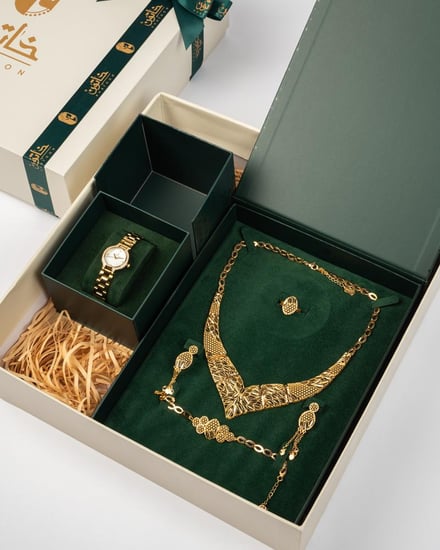 هدية نسائية من خاتون® طقم جناحي النسر مع ساعة
