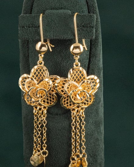 طقم اكسسوار بريق الذهب على شكل وردة الحب البراقة