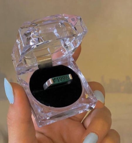 خاتم فضه خالص مستطيل