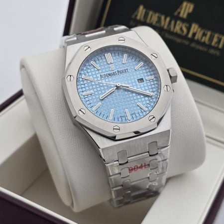 ساعة اوديمار بيجيه رجالي فضي مينا سماوي