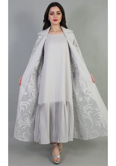 بشت نسائي بأكمام اورجنزا طويلة شفافة مع حزام للخصر