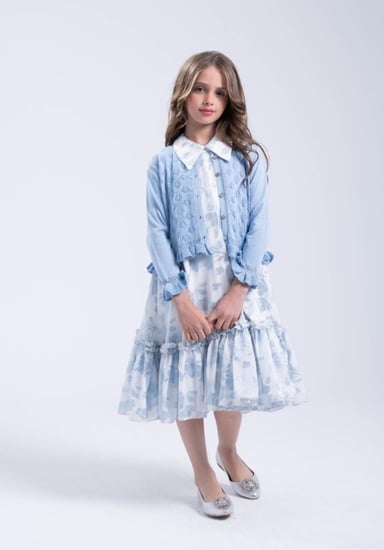 فستان بناتي مشجر قبة كلاسيك مع جاكيت DMC جكار