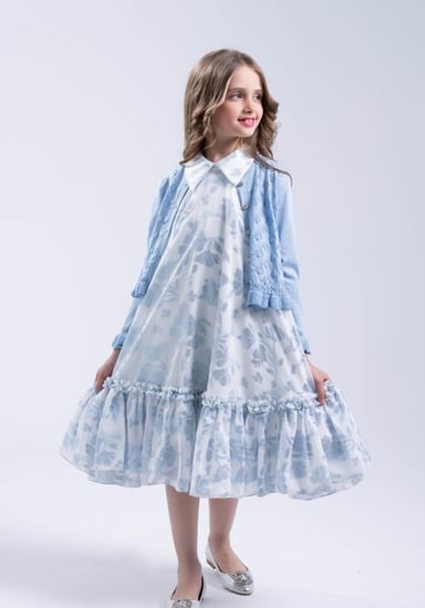 فستان بناتي مشجر قبة كلاسيك مع جاكيت DMC جكار