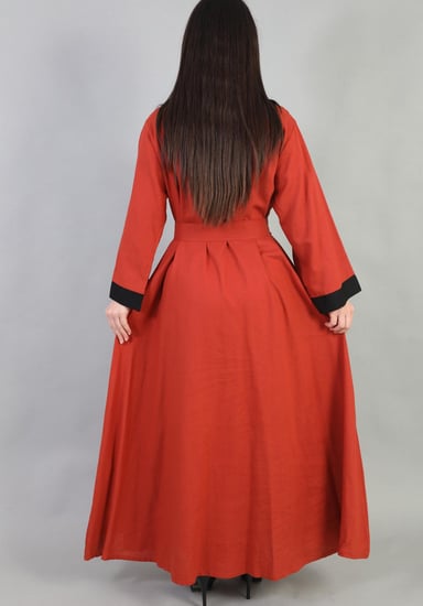 جلابيه مودرن قماش ناعم - بتصميم جذاب وحزام للخصر