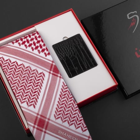 شماغ شاهين احمر كلاسيك مع محفظة
