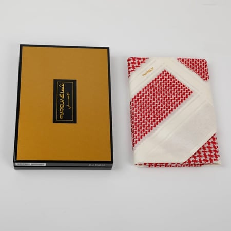 شماغ بروجيه أحمر - خطوط بيج (3)