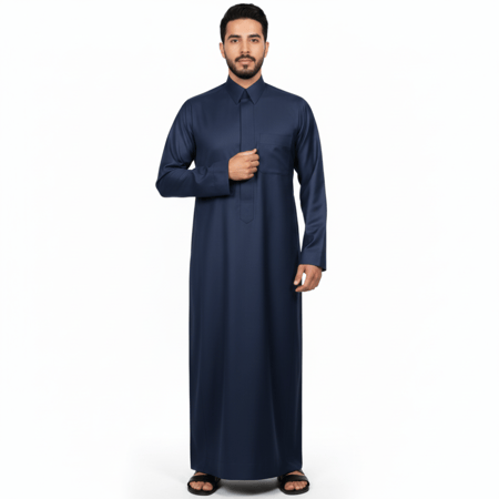 ثوب رجالي شتوي كحلي سحاب (قلاب)