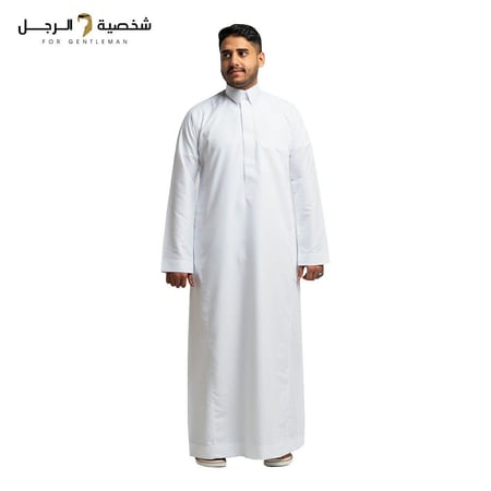 عرض ثوبين سعودي – سحاب مخفي وياقة قلاب (أبيض + سكري)