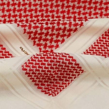 شماغ بروجيه أحمر - خطوط بيج (3)