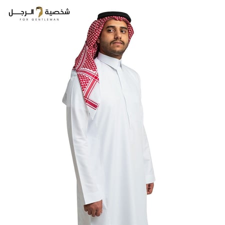 عرض ثوبين سعودي – سحاب مخفي وياقة قلاب (أبيض + سكري)