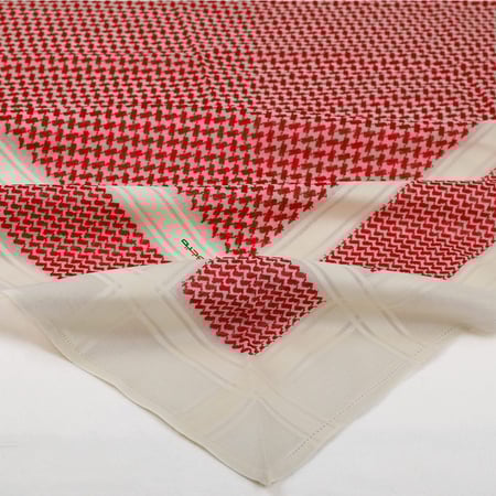 شماغ بروجيه أحمر - خطوط بيج (3)