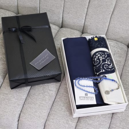 بوكس هديه رجالي شماغ كشميري مع قماش مع سبحه