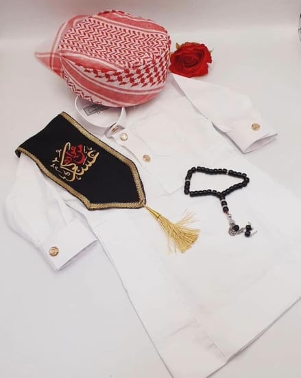 ملابس مواليد اولاد للعيد سبحة اطفال مع ثياب مواليد اطفال و شماغ مواليد