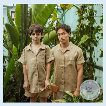 بدلة كتان أولاد -كاكي