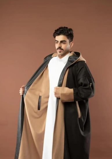 فروه رجالي جهتين دبل فيس أسود/بني