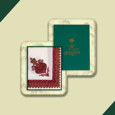 شال كشميري ابيض تطريز احمر ماركة ملكي خاص