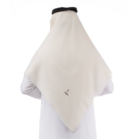 شال رجالي كشميري أبيض سادة ملكي خاص بتصميم بسيط راق