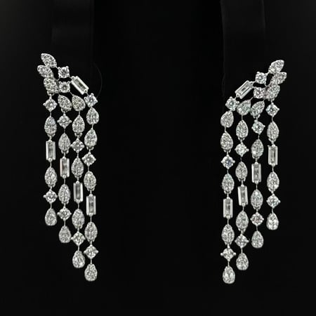 طقم زيركون فضي أنيق بإصدار خاص دقة الماس 5 قطع بضمان على اللون