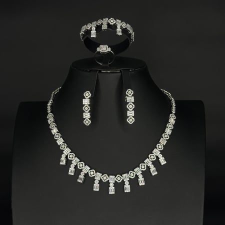 طقم زيركون نسائي أنيق – تصميم راقٍ لإطلالة مميزة -  GM-4077/14