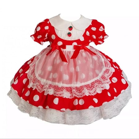 فستان احمر منقط ريفي