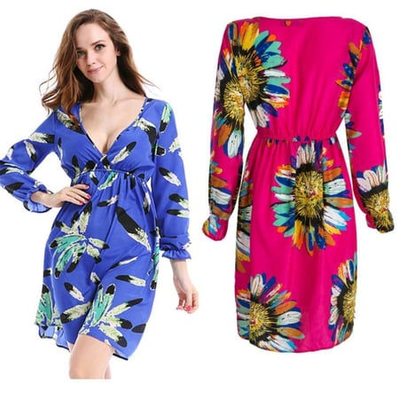 فستان خفيف ، ناعم ، قصير منقوش ،