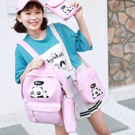 طقم حقائب مدرسية من 4 قطع ، برسم لطيف وألوان جميلة ،