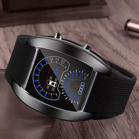 ساعه رقمية رجالية بإضاءة LED  بتصميم شبابي بسيط  السعر