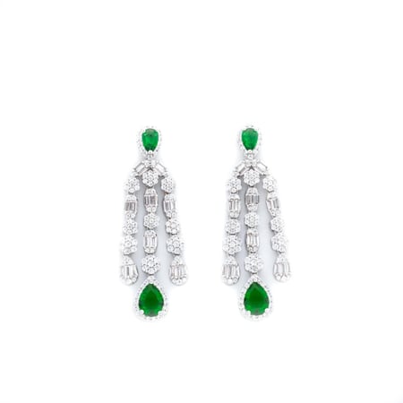 طقم زركون فضي اخضر