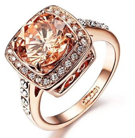 خاتم نسائي مطلي بالذهب مقاس 7.25 أمريكي