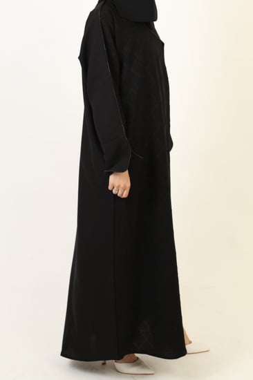 عباية كلاسيك  نقشة جانبية - قماش أناقة(012)