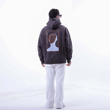 هودي اوفر سايز  للجنسين باللون الرمادي الغامق