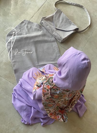 طقم شرشف صلاة بنفسجي اطفال وسجادة وشنطة