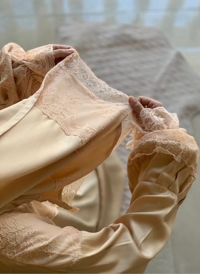 شرشف صلاة خربزي على سكري دانتيل  خربزي سحاب