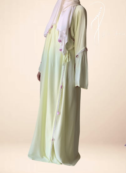 شرشف صلاة لف ليموني كروشيه يدوي الطرحة مثبتة