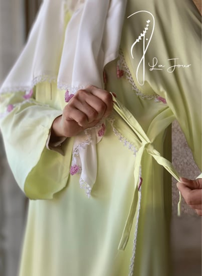 شرشف صلاة لف ليموني كروشيه يدوي الطرحة مثبتة