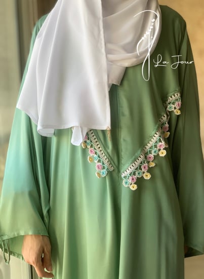 شرشف صلاة سستة سحاب أخضر وكروشيه