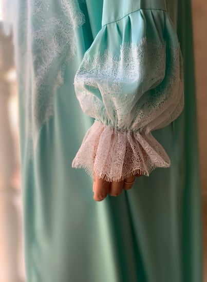 شرشف صلاة دانتيل سحاب أخضر فاتح