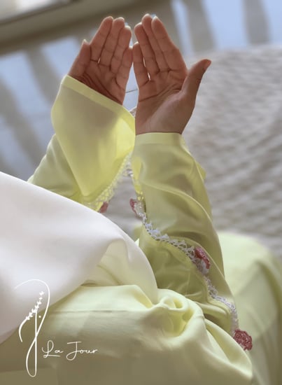 شرشف صلاة لف ليموني كروشيه يدوي الطرحة مثبتة