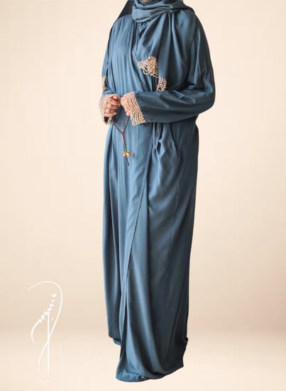 شرشف صلاة لف ازرق  تركوازي كروشيه فاخر و مميز