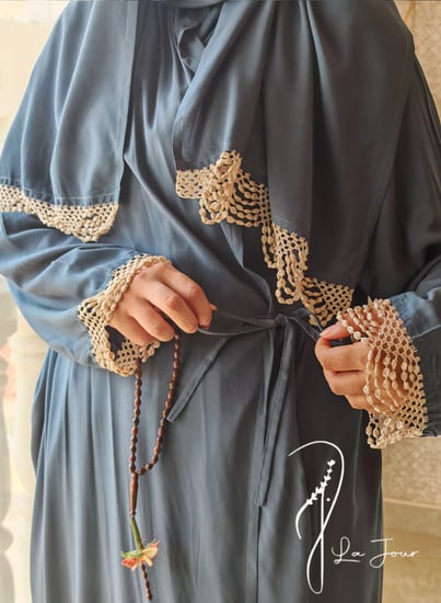 شرشف صلاة لف ازرق  تركوازي كروشيه فاخر و مميز