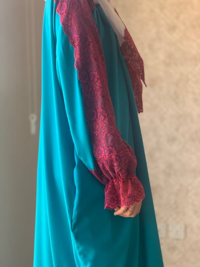 شرشف مرد لف فيروزي وفوشي دانتيل