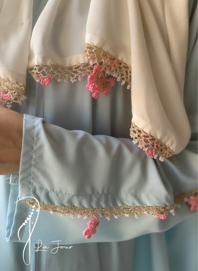 شرشف صلاة سحاب ازرق كروشيه يدوي