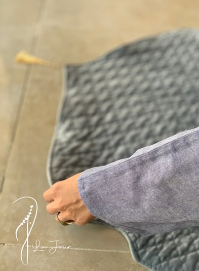 شرشف لف أزرق جينز طرحة متصلة لينين