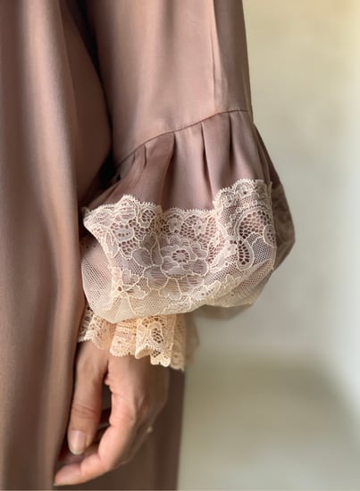 شرشف صلاة دانتيل بني لاتي سحاب