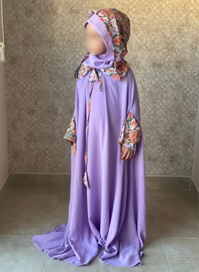 طقم شرشف صلاة بنفسجي اطفال وسجادة وشنطة