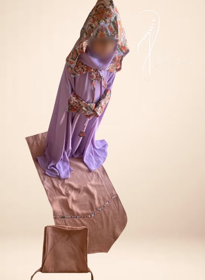 طقم شرشف صلاة بنفسجي اطفال وسجادة وشنطة