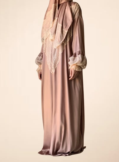 شرشف صلاة دانتيل بني لاتي سحاب