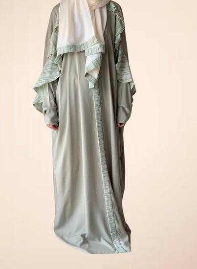 عباية شرشف سستة أخضر فاتح من القطن البارد و القطن المغزول .